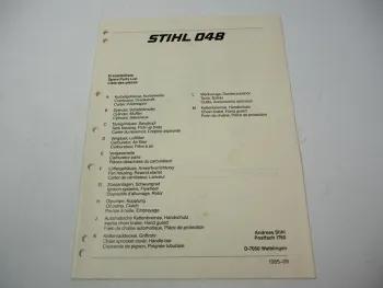 Stihl 048 Kettensäge Ersatzteilliste Spare Parts List Liste des pieces 1985