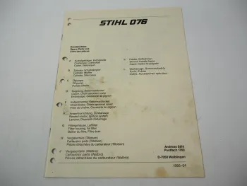 Stihl 076 Kettensäge Ersatzteilliste Spare Parts List Liste des pieces 1986