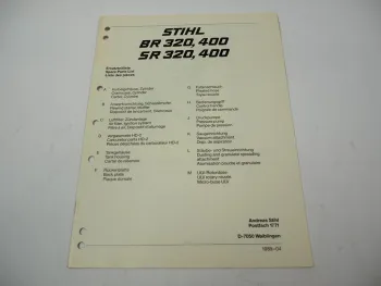Stihl BR SR 320 400 Laubbläser Ersatzteilliste Spare Parts List Liste pieces 89