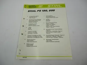 Stihl FS 120 200 Freischneider Ersatzteilliste Spare Parts List Liste pieces 97