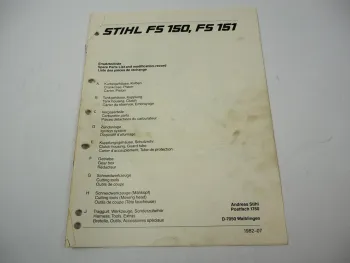 Stihl FS 150 151 Freischneider Ersatzteilliste Spare Parts List Liste pieces 82