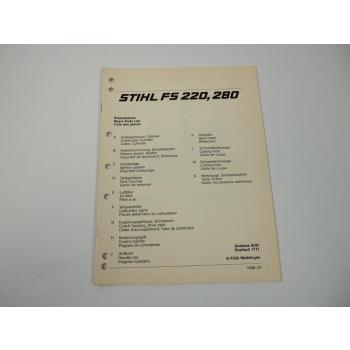 Stihl FS 220 280 Motorsense Ersatzteilliste Ersatzteilkatalog Parts List 1988