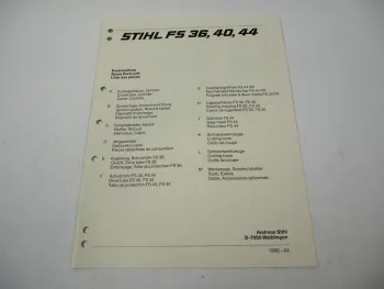 Stihl FS 36 40 44 Freischneider Ersatzteilliste Spare Parts List Liste pieces 90