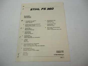 Stihl FS 360 Freischneider Ersatzteilliste Spare Parts List Liste des pieces 88