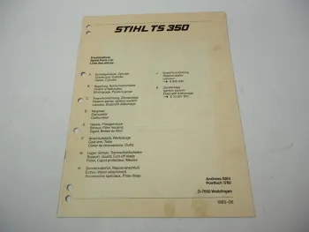 Stihl TS 350 Trennschleifer Ersatzteilliste Spare Parts List Liste des pieces 85