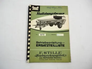 Stille Minorette M92 Stalldungstreuer Betriebsanleitung Ersatzteilliste