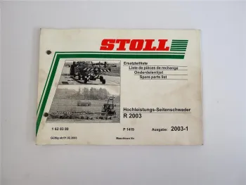 Stoll R 2003 Hochleistungs-Seitenschwader Ersatzteilliste 2003