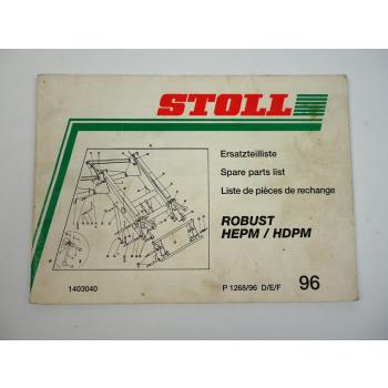 Stoll Robust 10 30 35 50 51 HEPM HDPM Frontlader Ersatzteilliste 1996