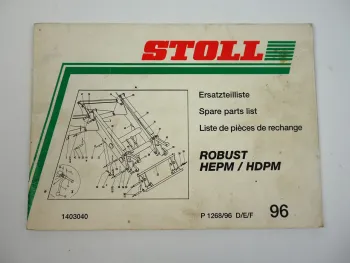 Stoll Robust 10 30 35 50 51 HEPM HDPM Frontlader Ersatzteilliste 1996