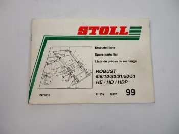 Stoll Robust 5 8 10 30 31 50 51 HE HD HDP Ersatzteilliste Spare Parts List 1999