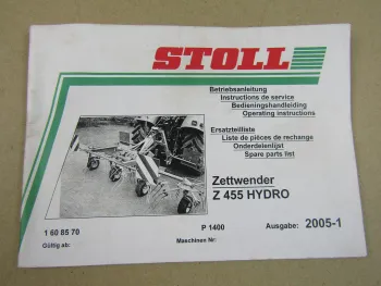 Stoll Z555 Hydro Zettwender Bedienungsanleitung Ersatzteilliste 2005
