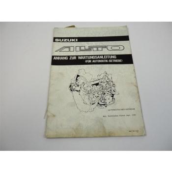Suzuki Alto Anhang zur Wartungsanleitung für Automatik-Getriebe 1983