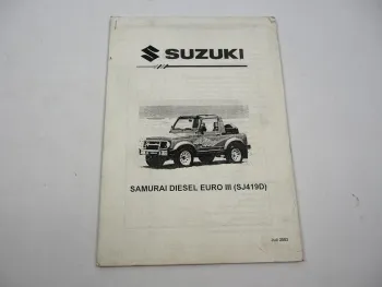 Suzuki Samurai SJ419D Diesel F8Q Motor EPIC Pumpe Reparatur Werkstatthandbuch