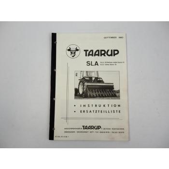 TAARUP SLA Sämaschine Drillmaschine Bedienungsanleitung Ersatzteilliste 1983