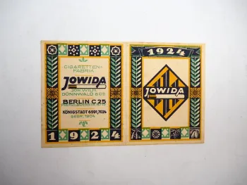 Taschenkalender Jowida Zigarettenfabrik Berlin Werbung 1924