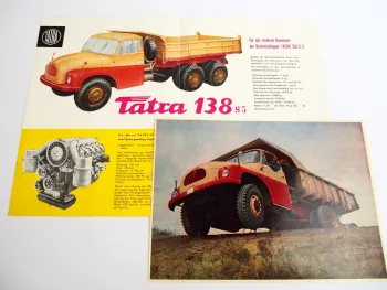 Tatra 138 S3 12 to LKW Kipper für schweres Gelände 2x Prospekt ca 1963 CSSR