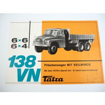 Tatra 138 VN 6x4 60x6 LKW Pritschenwagen mit Seilwinde Prospekt ca 1960er