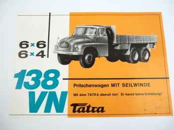 Tatra 138 VN 6x4 60x6 LKW Pritschenwagen mit Seilwinde Prospekt ca 1960er
