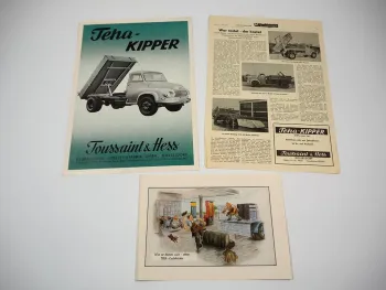 Teha Toussaint & Hess Düsseldorf Kipper LKW Aufbauten Ford FK 3x Prospekt 1954