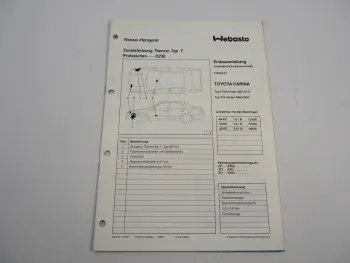 Toyota Carina T190 MJ 95 Einbauanleitung Webasto Thermo Top T BW50 Heizung 1995