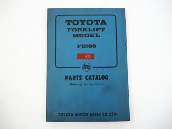 Toyota FD100 Forklift Gabelstapler Ersatzteilliste Parts Catalog 1972