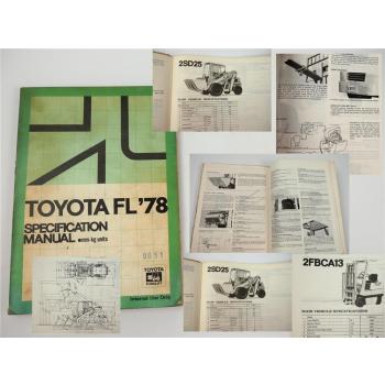 Toyota Forklift Trucks Specification Manual 1978 Werkstatthandbuch Gabelstapler