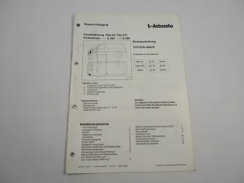 Toyota Hiace H100 MJ 97 Einbauanleitung Webasto Thermo Top Z/C-B/D Heizung 1997