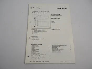 Toyota Hiace H12 H12G Einbauanleitung Webasto Thermo Top Z/C-B/D Heizung 1998