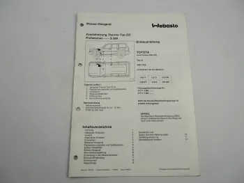 Toyota Land Cruiser HDJ 80 Einbauanleitung Webasto Thermo Top Z/C-D Heizung 1997