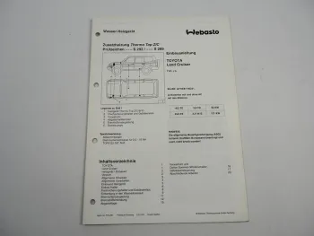 Toyota Land Cruiser J9 Einbauanleitung Webasto Thermo Top Z/C-B/D Heizung 1997