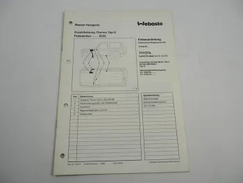 Toyota Land Cruiser KJ 70 73 Einbauanleitung Webasto Thermo Top S DW50 Heizung