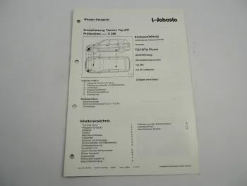 Toyota Picnic XM1 MJ 1997 Einbauanleitung Webasto Thermo Top Z/C-D Heizung 1998