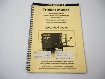 Trioliet Mullos Solomix 1 ZK AK Futtermischwagen Ersatzteilliste Parts List 2010