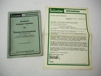 Tritschler Sicherheitsbügel für Schlepper Typenliste zB. Fendt Eicher Deutz 1976