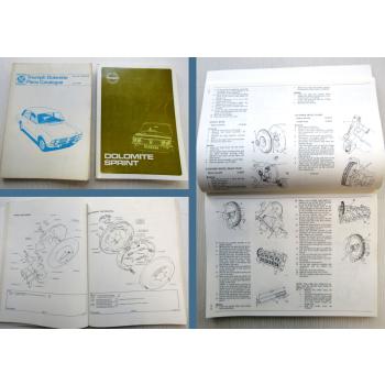 Triumph Dolomite Parts Catalogue Parts List Repair Operation Manual 1973/80