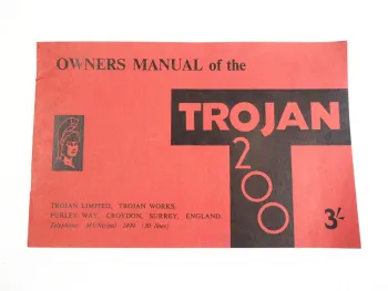 Trojan Heinkel 200 601 602 603 604 Owners Manual Bedienungsanleitung ca. 1960