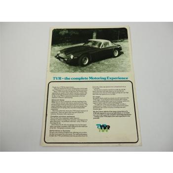 TVR 3000M 1600M Car Prospekt Brochure Blackpool England 1970er Jahre