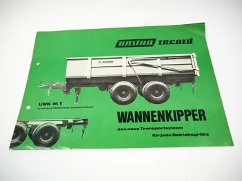 Unsinn Record UWK 6 8 11 + T 16 T Wannenkipper Prospekt Technische Daten 70er