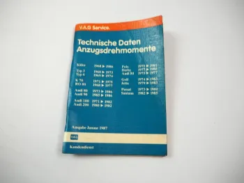 VAG VW Käfer Typ 3 4 Golf 1 Audi 80 100 200 Technische Daten Anzugsdrehmomente