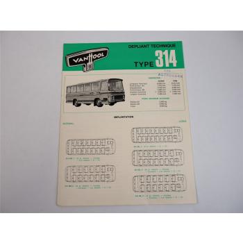 Van Hool 314 Omnibus Reisebus Technische Daten Prospekt 1966 Französisch