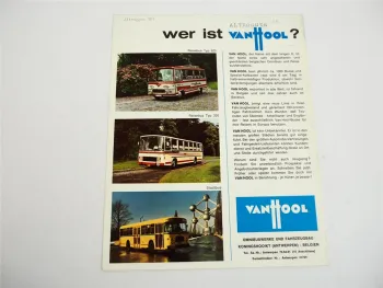 Van Hool Omnibus Reisebus Stadtbus Sattelauflieger Prospekt 1960/70er Jahre