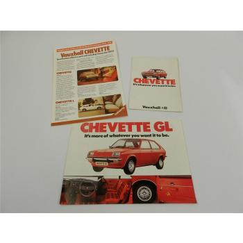 Vauxhall Chevette L GL 3x Prospekt Brochure 1975/76