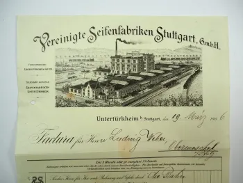 Vereinigte Seifenfabriken Stuttgart GmbH Untertürkheim Rechnung 1906