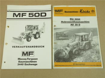 Verkaufshandbuch Massey Ferguson MF 50D Baggerlader und Prospekt 80er Jahre