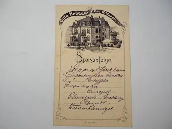 Villa Heilquell Bad Wildungen Hufelandstrasse 15 Speisefolge um 1900 Speisekarte