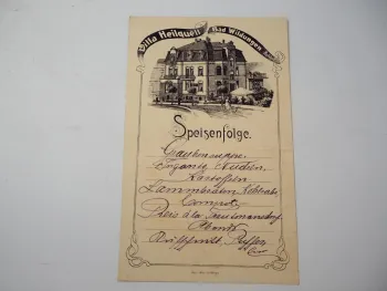 Villa Heilquell Bad Wildungen Hufelandstrasse 15 Speisefolge um 1900 Speisekarte