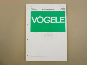 Vögele Super 1800 Fertiger Betriebsanweisung Betriebsanleitung Schaltpläne 1989