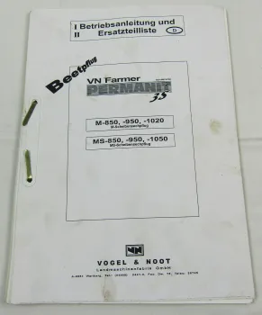 Vogel & Noot M MS 850 950 1020 1050 Bedienungsanleitung Ersatzteilliste 1998