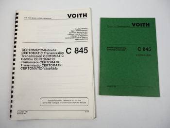 Voith C845 Certomatic Getriebe Betriebsanleitung Bedienung Ersatzteilliste 1991