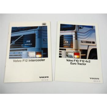 Volvo F10 F12 Intercooler Euro Truck LKW 2x Prospekt Brochure 1989/90 englisch